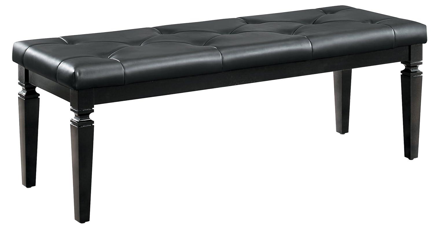 Faux Leather Tufted Wooden Bed Bench, Black - Saltoro Sherpi
