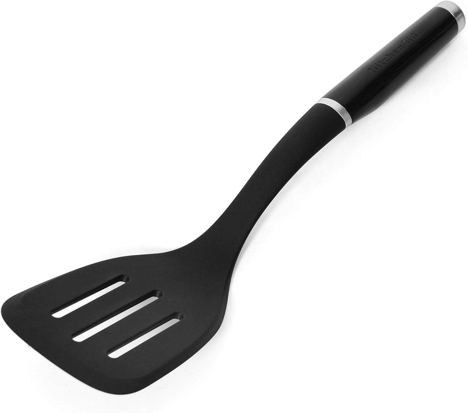 Black Nylon Slotted Turner with Ergonomic Handle