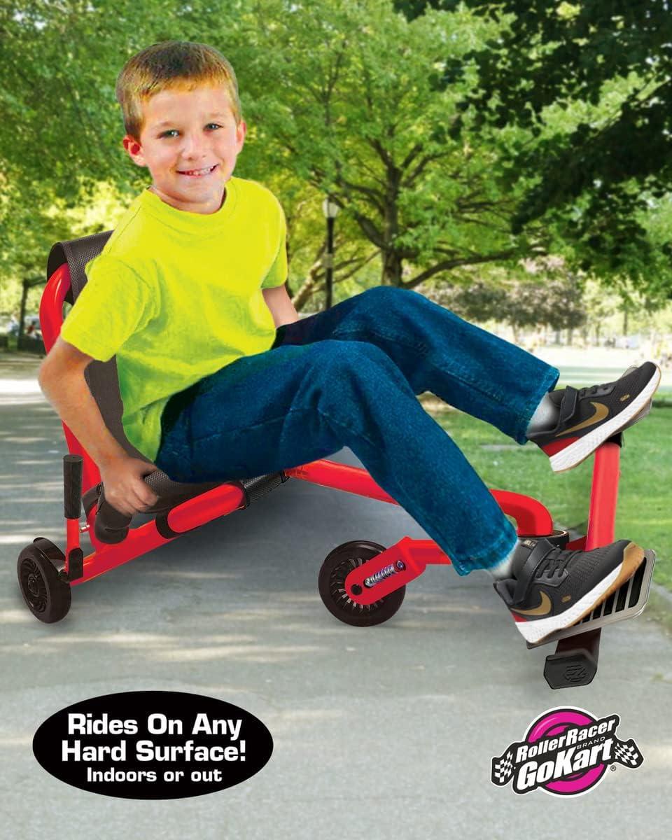 Roller Racer Red Go Kart, - Swing Side-to-Side for Amazing Ride, Powered by Zig-Zag Motion