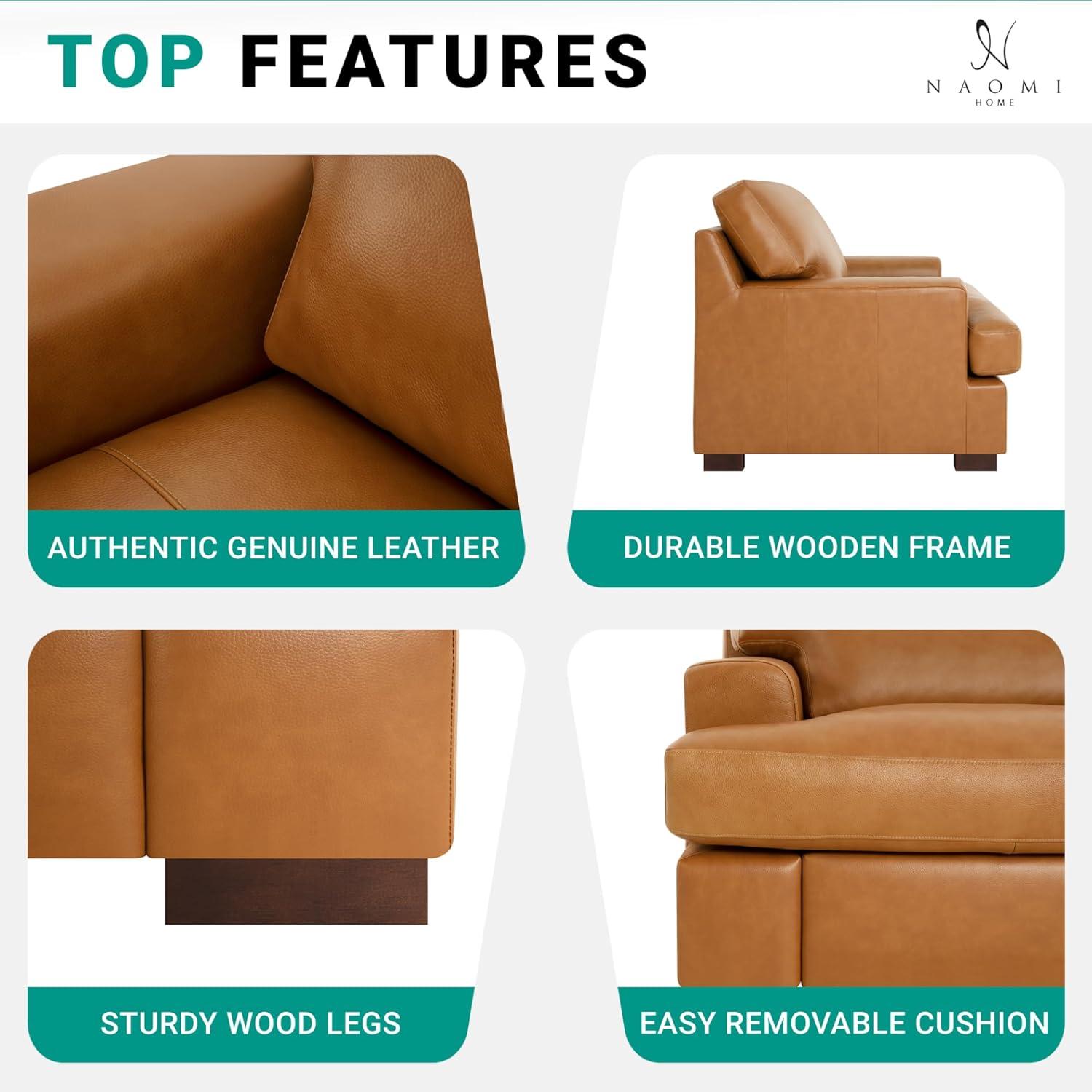 Naomi Home Genuine Sofa Set-Color:Tan,Style:Loveseat