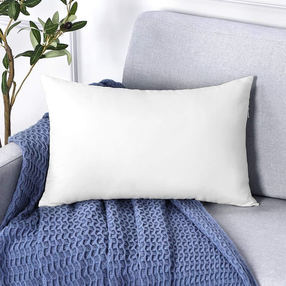 White Polyester 12x20 Lumbar Throw Pillow Inserts Set of 4