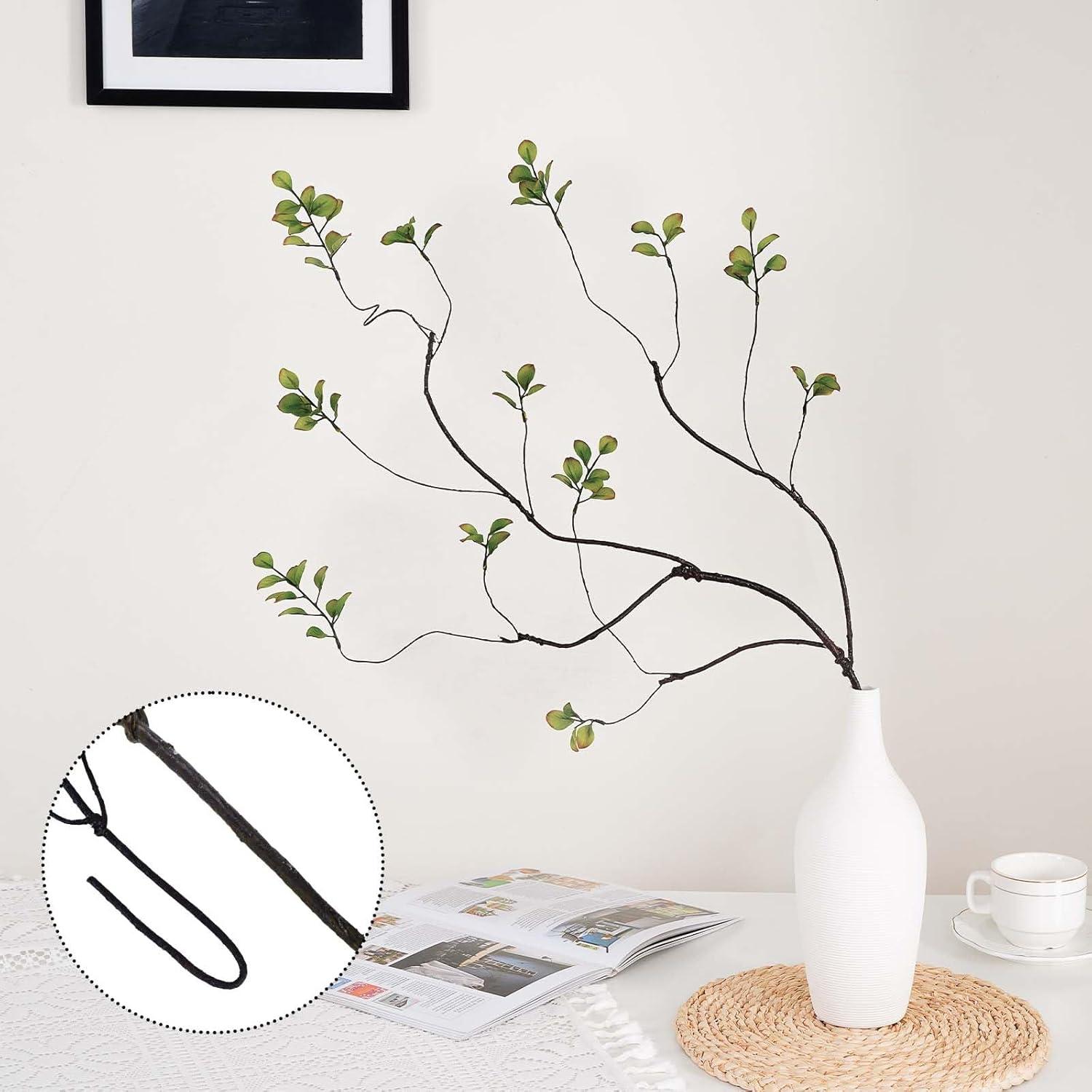 3pcs Artificial Ficus Branches - Lifelike Greenery for Vase | Faux Eucalyptus Banyan Twig Plants for Home, Wedding & Office Decor -