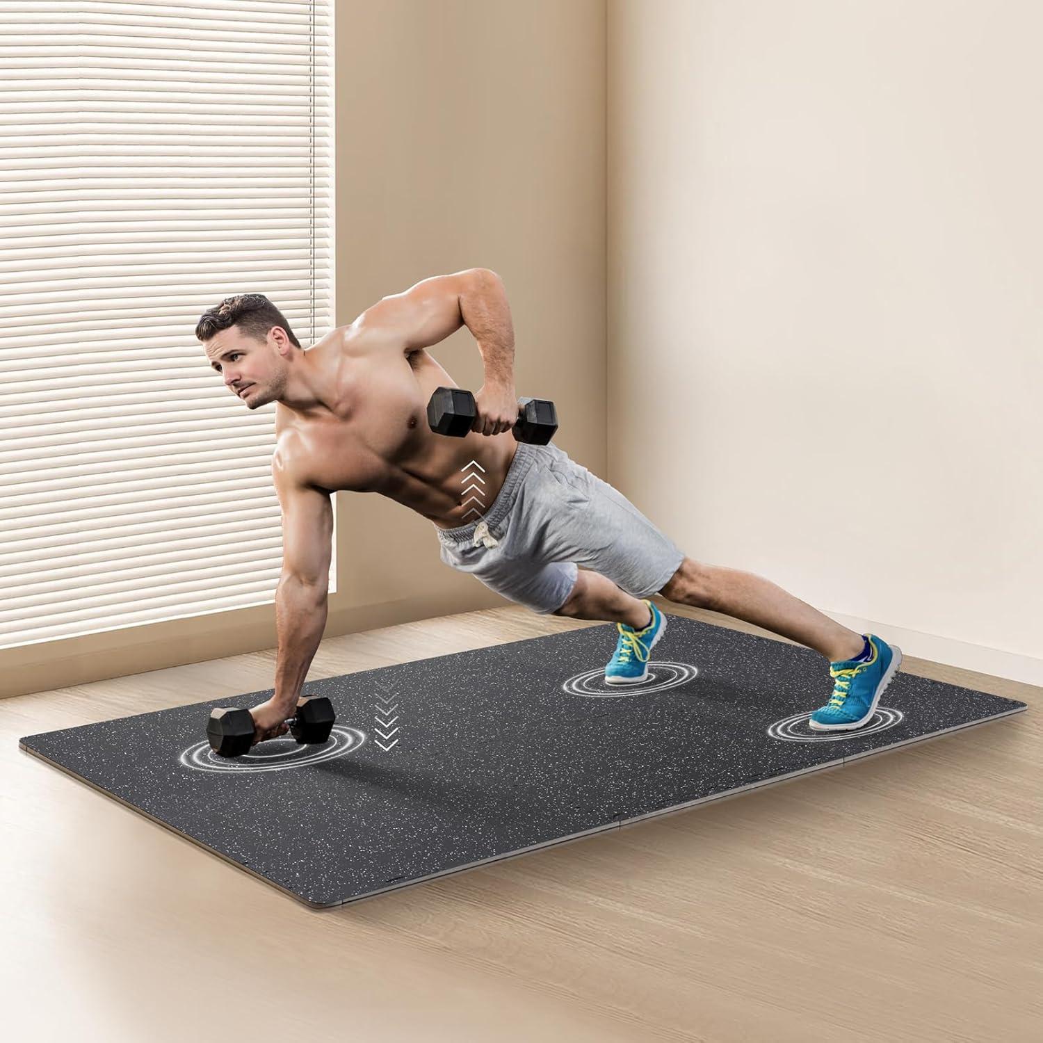 VEVOR 0.56 Inch Thick Gym Floor Mats, 25 Tiles Rubber Top with EVA Foam, 24" x 24" Gym Flooring Workout Mats with 100sq.ft Coverage, Interlocking Puzzle Gym Mats for Gym, Home, Garage, Black & White