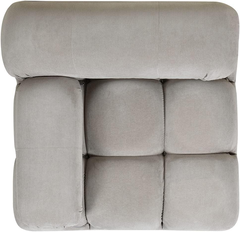 Pebble Gray Corduroy 36" Modular Accent Chair with Wood Frame