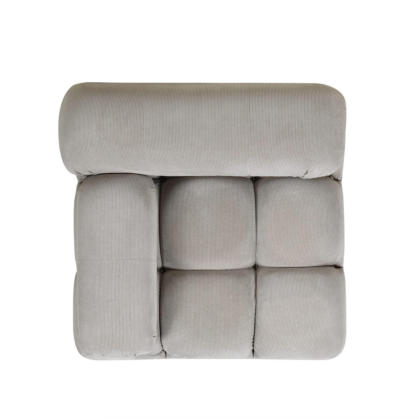 Pebble Gray Corduroy 36" Modular Accent Chair with Wood Frame