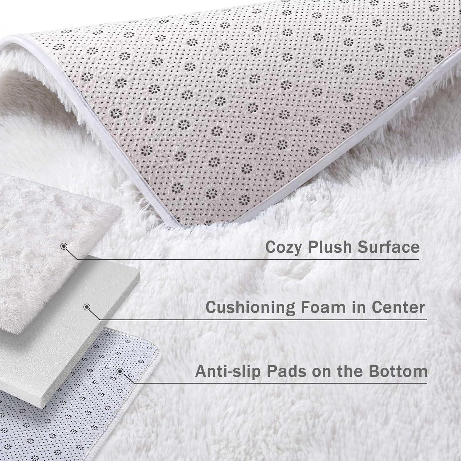 Noahas Fluffy Shaggy Rugs, 5x8 Feet Purple Plush Rugs for Girls Bedroom, Soft Kids Room Carpets, Large Bedside Rug, Upgrade Non-Slip Rugs for Children Nursery Dorm Home Decor, Purple