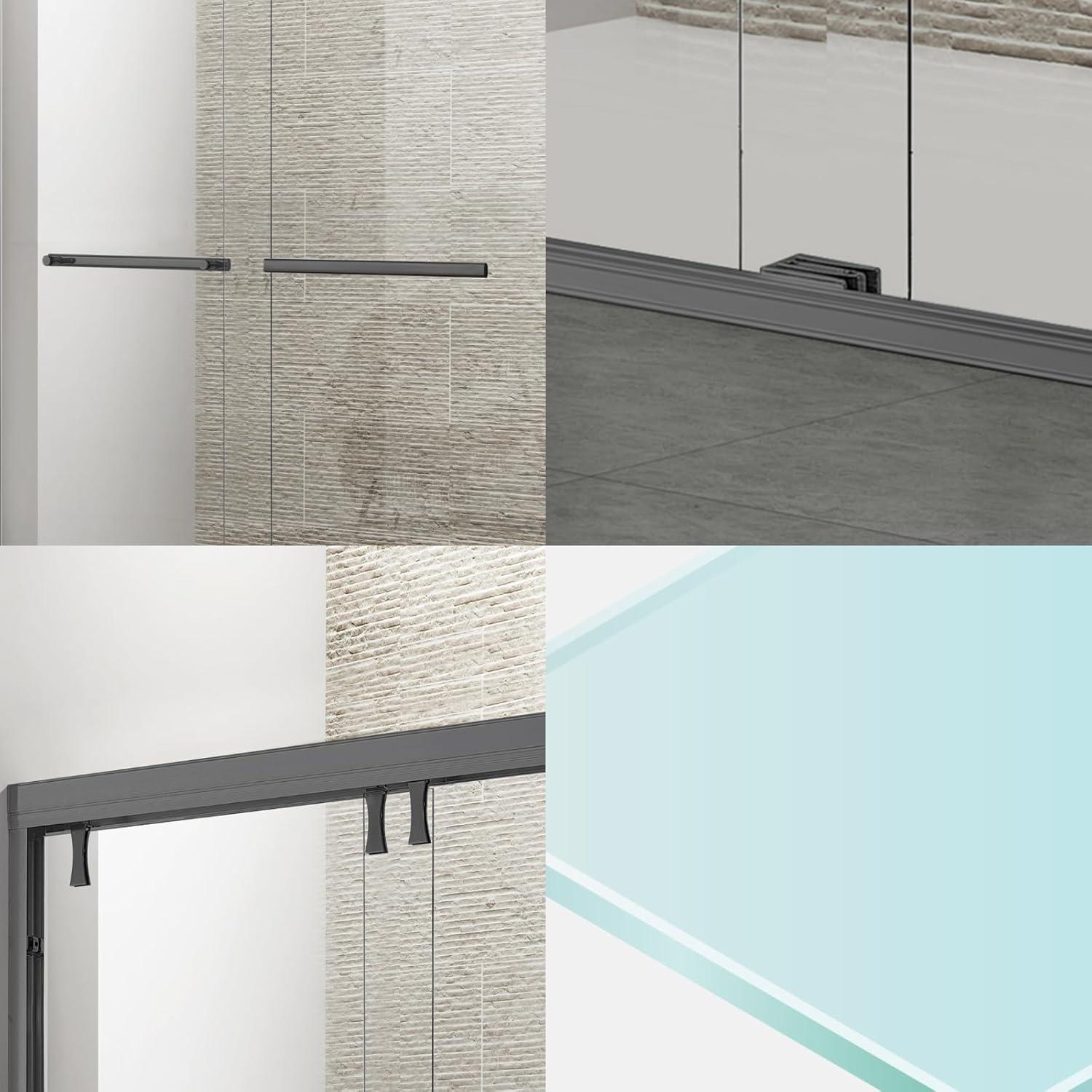 56-60 In. X 76 In Double Sliding Shower Door, 5/16 In Clear Tempered Glass Easy-Clean Coating Chrome