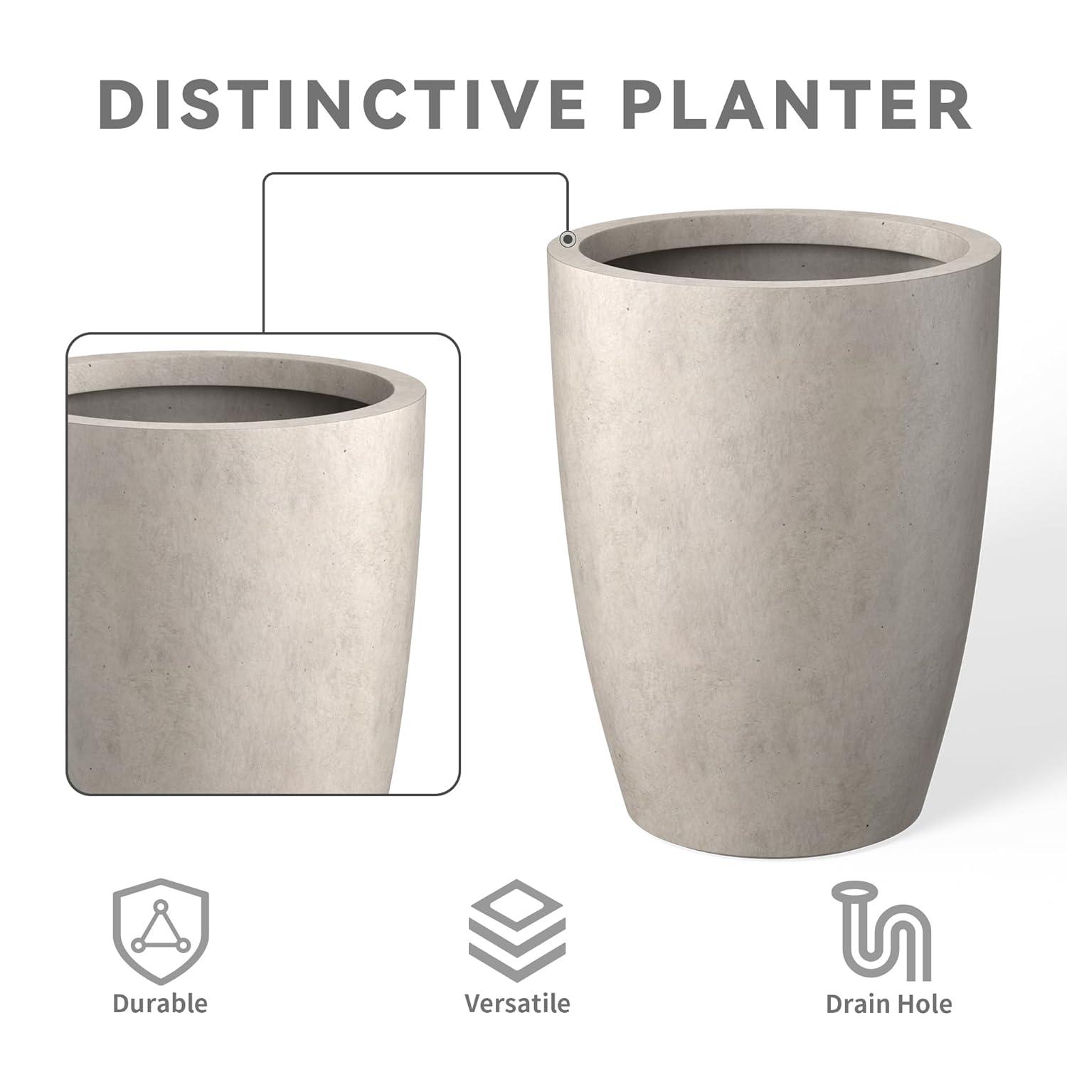 Rosemead Home & Garden 3pc Concrete Outdoor Planter Pots Beige
