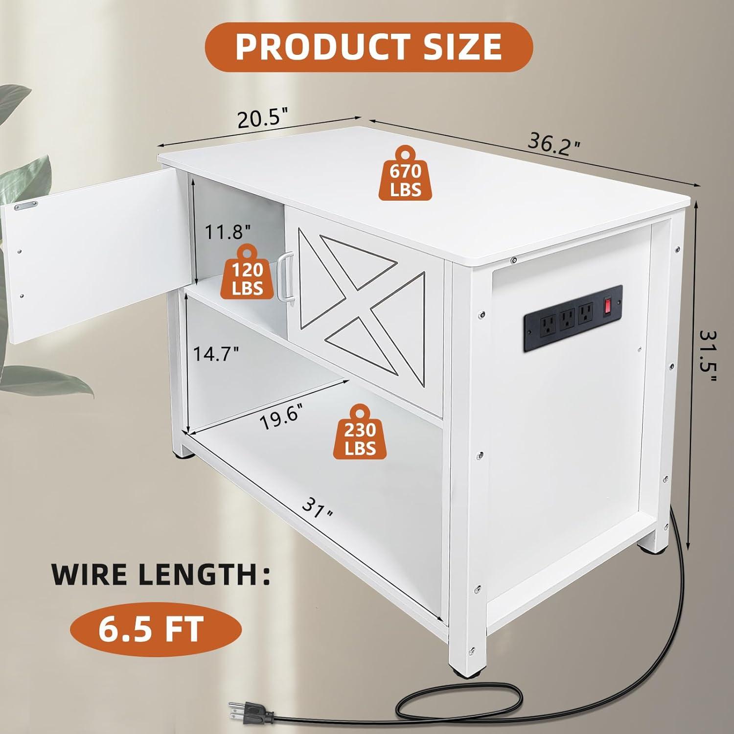 55-75 Gallon Fish Tank Stand with Cabinet, Aquarium Stand for Fish Tank Accessories Storage, Heavy Duty Metal Terrarium Stand, 52" L*19" W Tabletop, 1200LBS Capacity, White