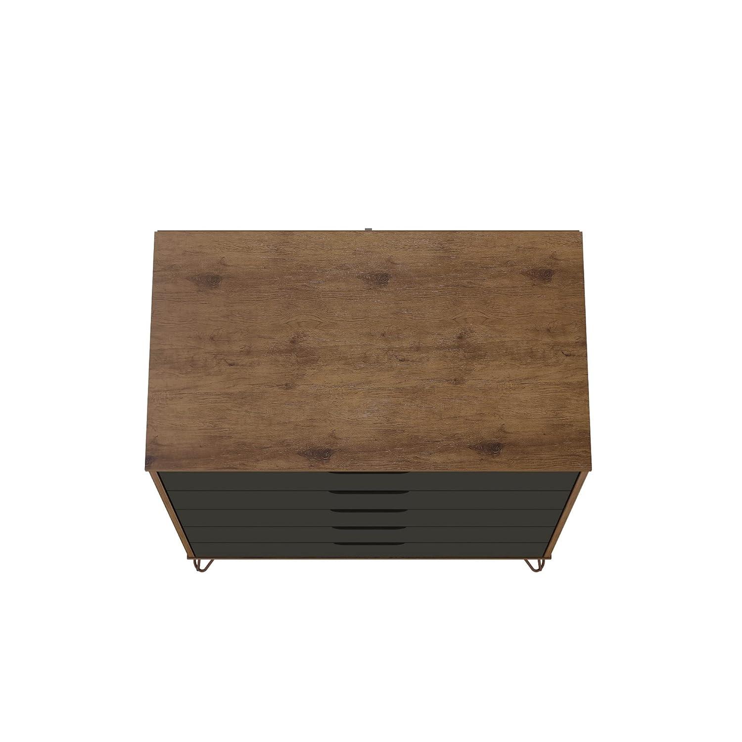 Rockefeller 5 Drawer Dresser and 2 Drawer Nightstand Set - Manhattan Comfort
