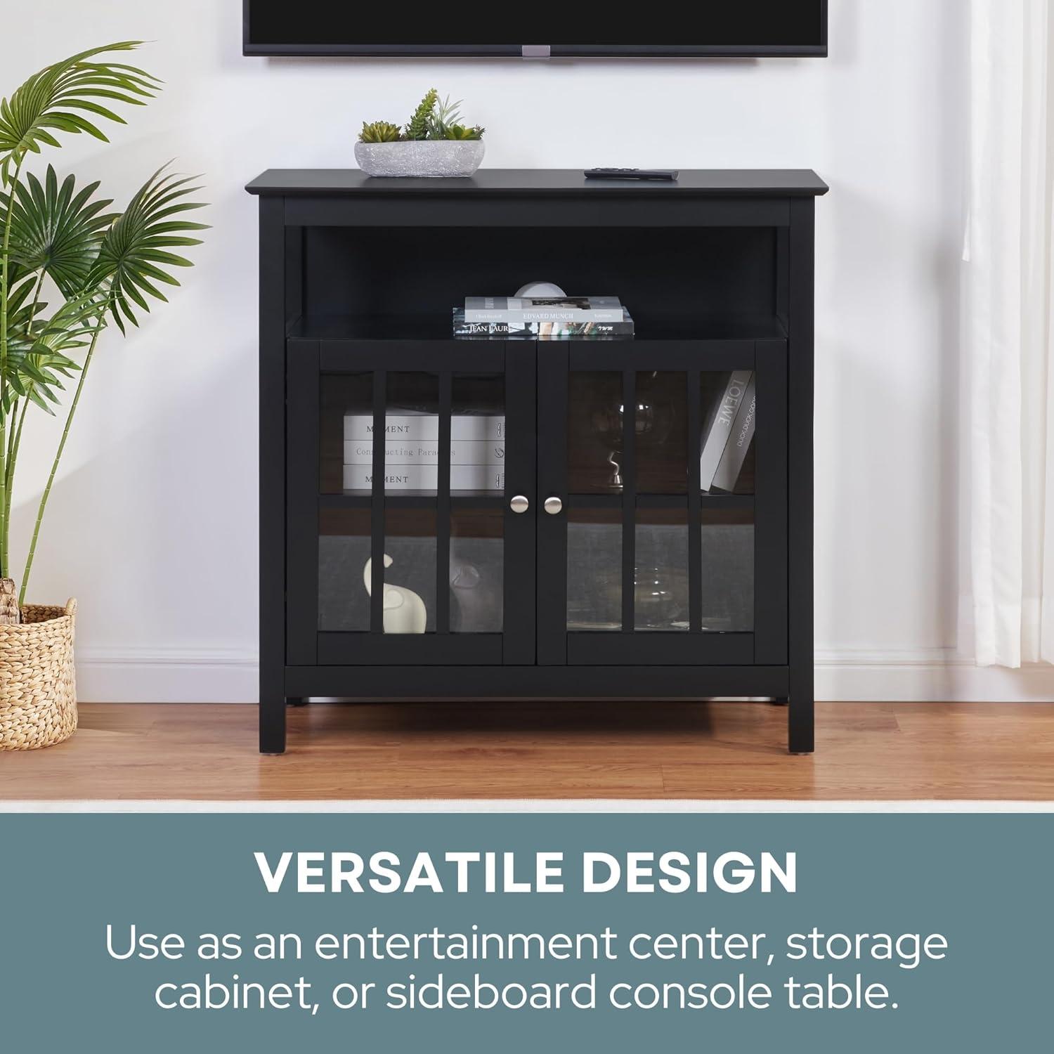 Convenience Concepts Big Sur Highboy TV Stand with Storage Cabinets for TVs up to 40 Inches, Black