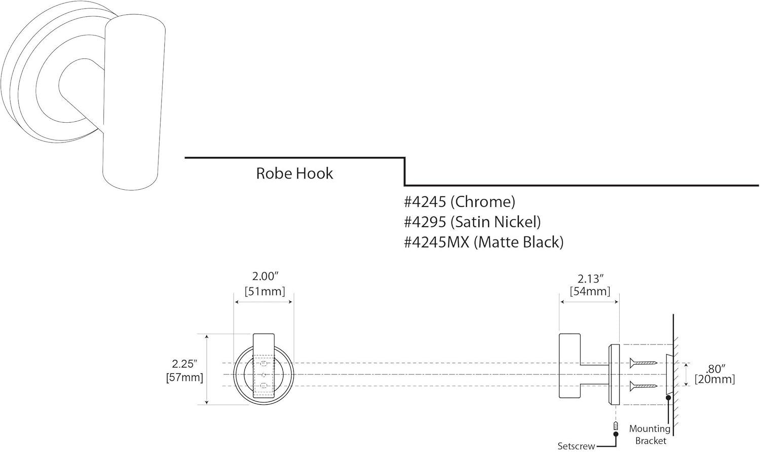 Latitude II Wall Mounted Robe/Towel Hook