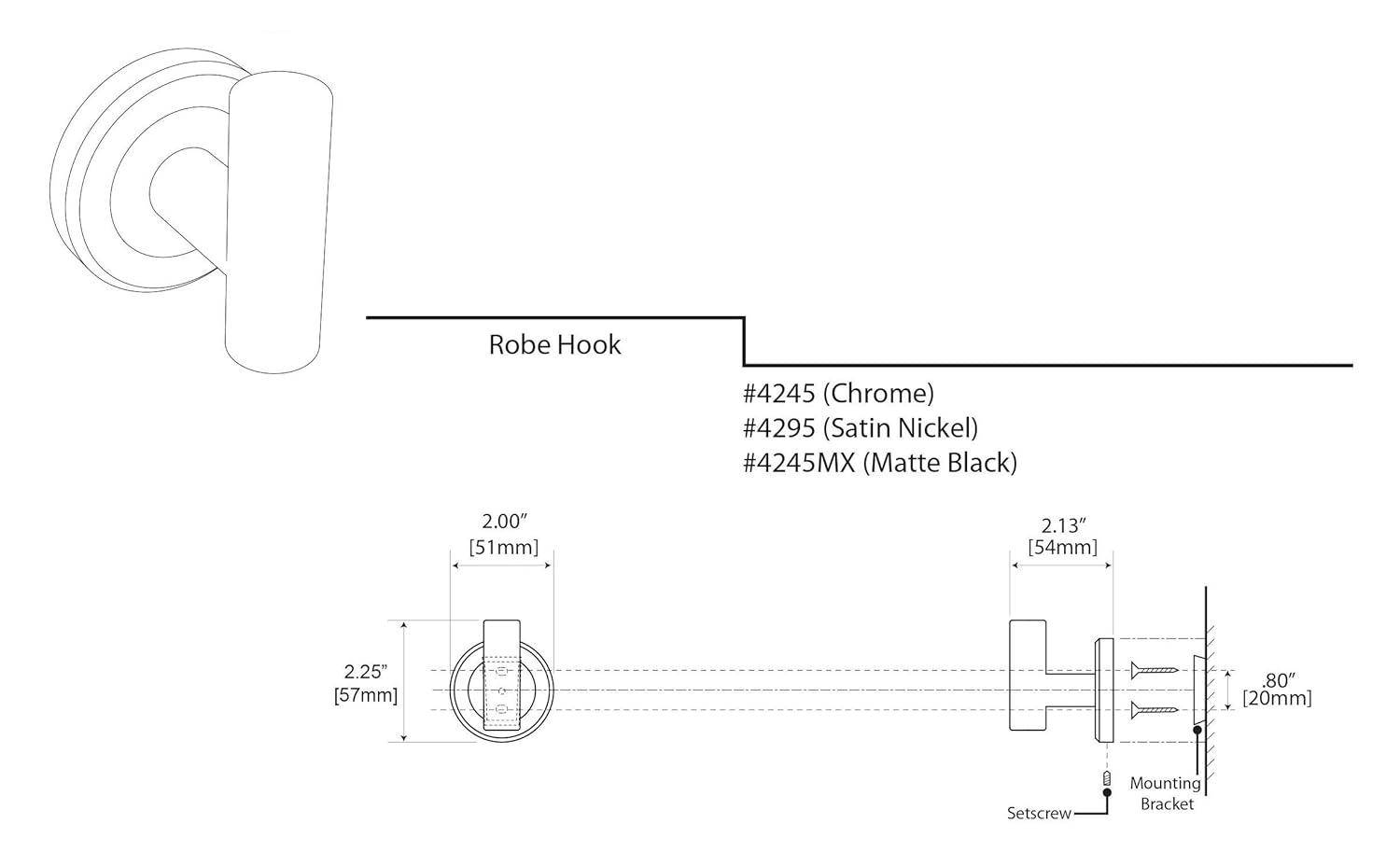 Latitude II Wall Mounted Robe/Towel Hook