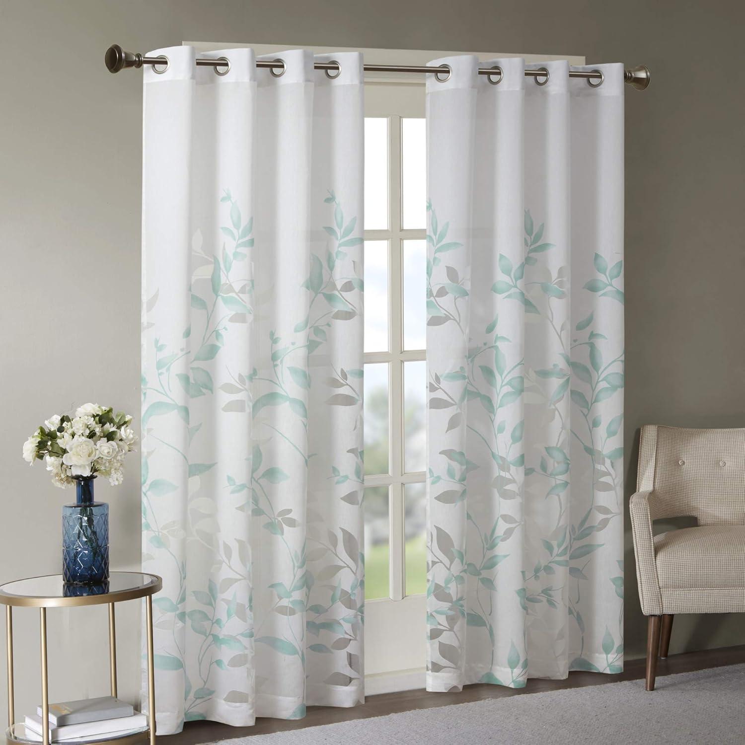 Cecily Floral Printed Burnout Sheer Grommet Single Curtain Panel