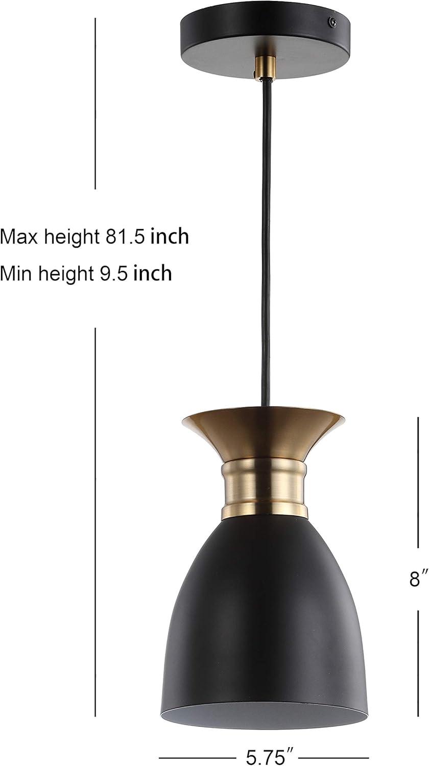 Edison 5.75" Matte Black & Brass Gold LED Pendant Light