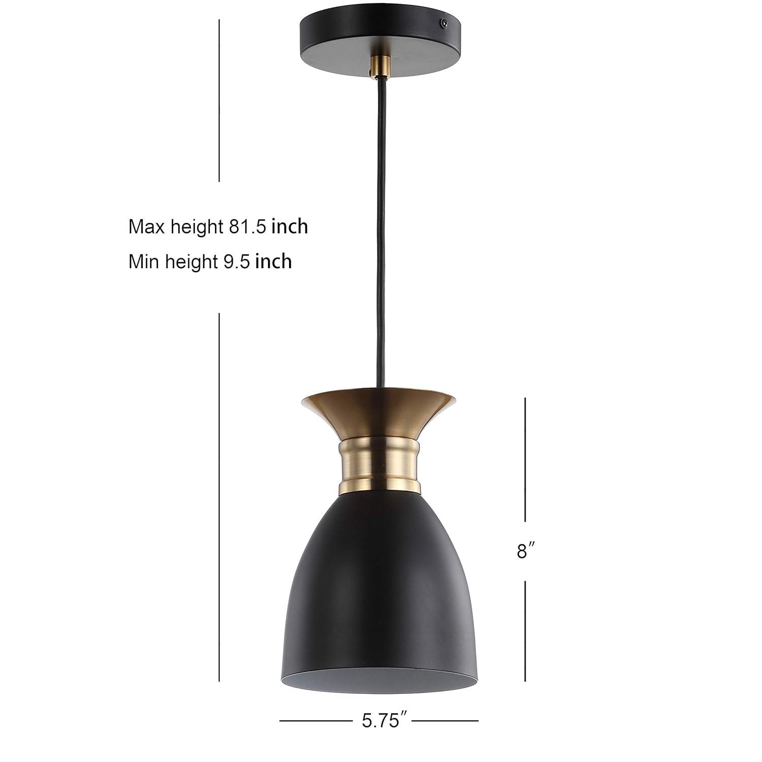 JONATHAN Y JYL6136A Edison 5.75" Metal LED Pendant Contemporary Dimmable Dining Room Living Room Kitchen Foyer Bedroom Hallway,Black/Brass Gold