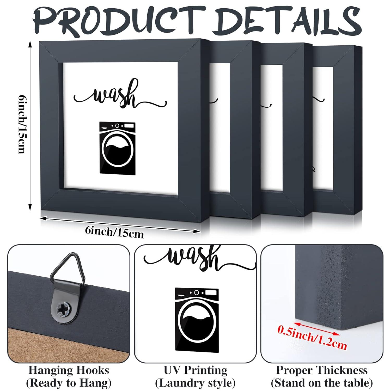 Bucherry Laundry Sign Set of HYZ01 4 Rustic Wood Wash Dry Fold Put Away Laundry Signs Wall Decor Wall Hanging Art Decor Wood Signs for Laundry Room Vintage Farmhouse Decorations for Home Supplies