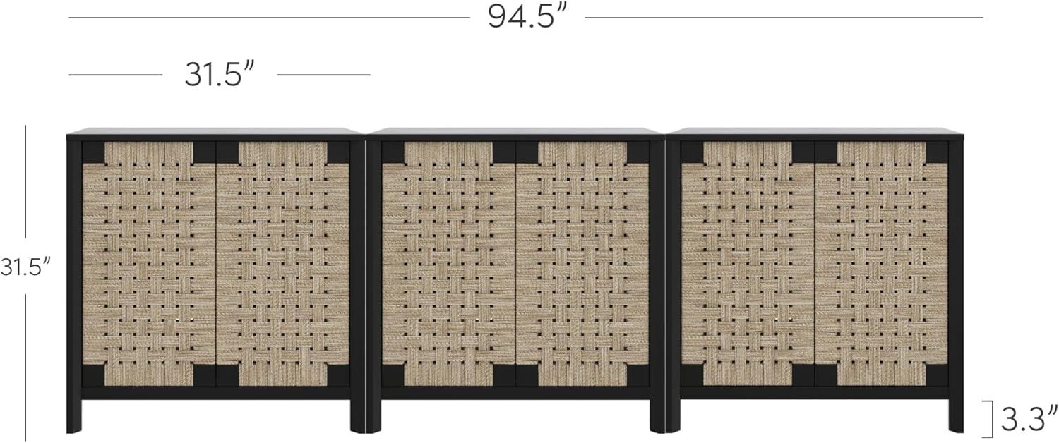 Nathan James Rustic Wood TV Stand Cabinet With Seagrass Door Panels