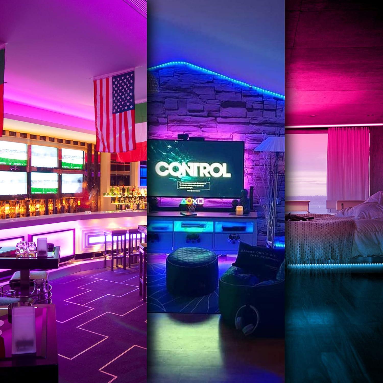 DAYBETTER 50ft LED Strip Lights,Color Changing Music Sync with Remote Control,Timer Schedule,Led Lights for Room,Bedroom(APP+Remote +Mic)