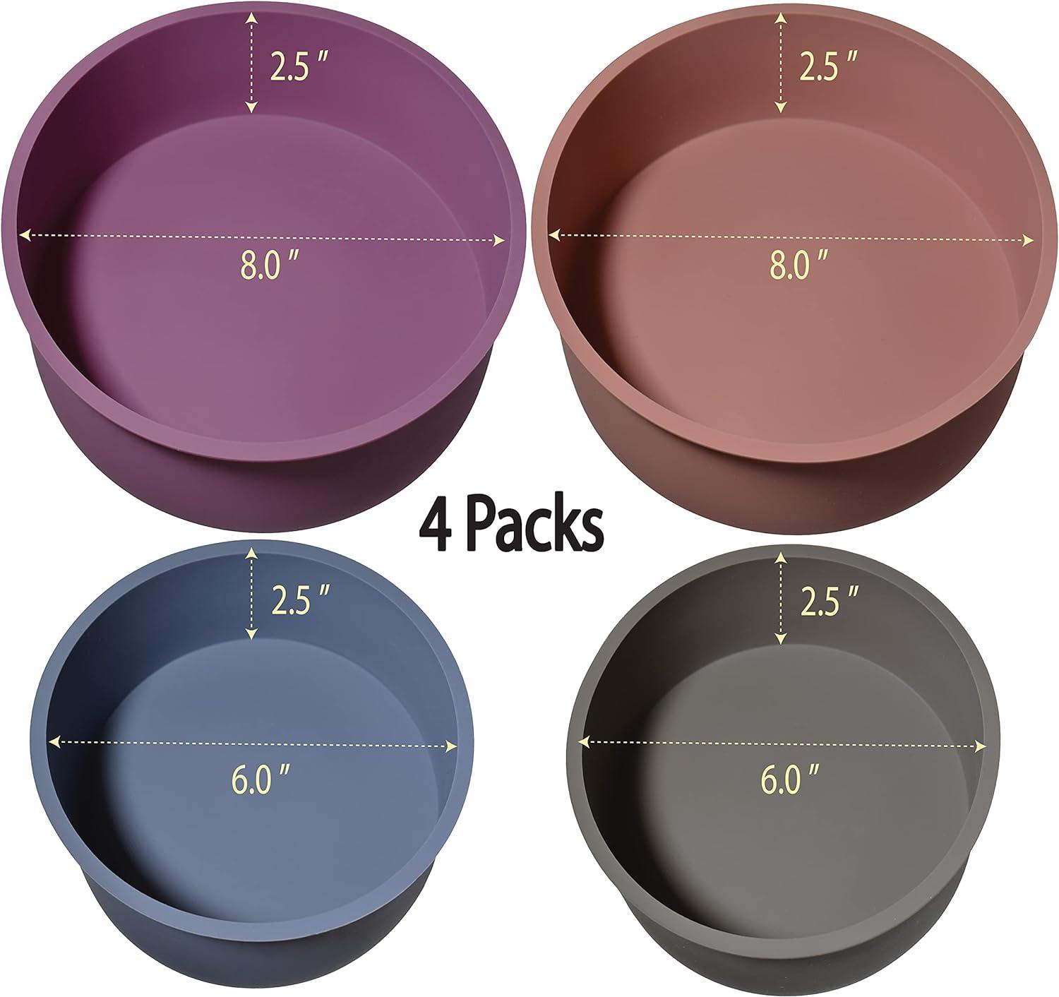 Round Silicone Non-Stick Cake Pans Set, 6" and 8"