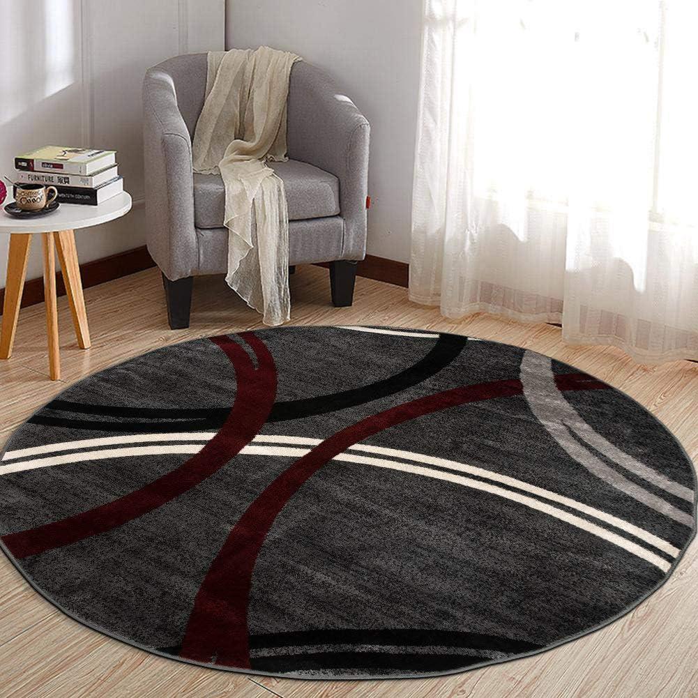 World Rug Gallery Contemporary Abstract Circles Design Red 6'6" Round Area Rug