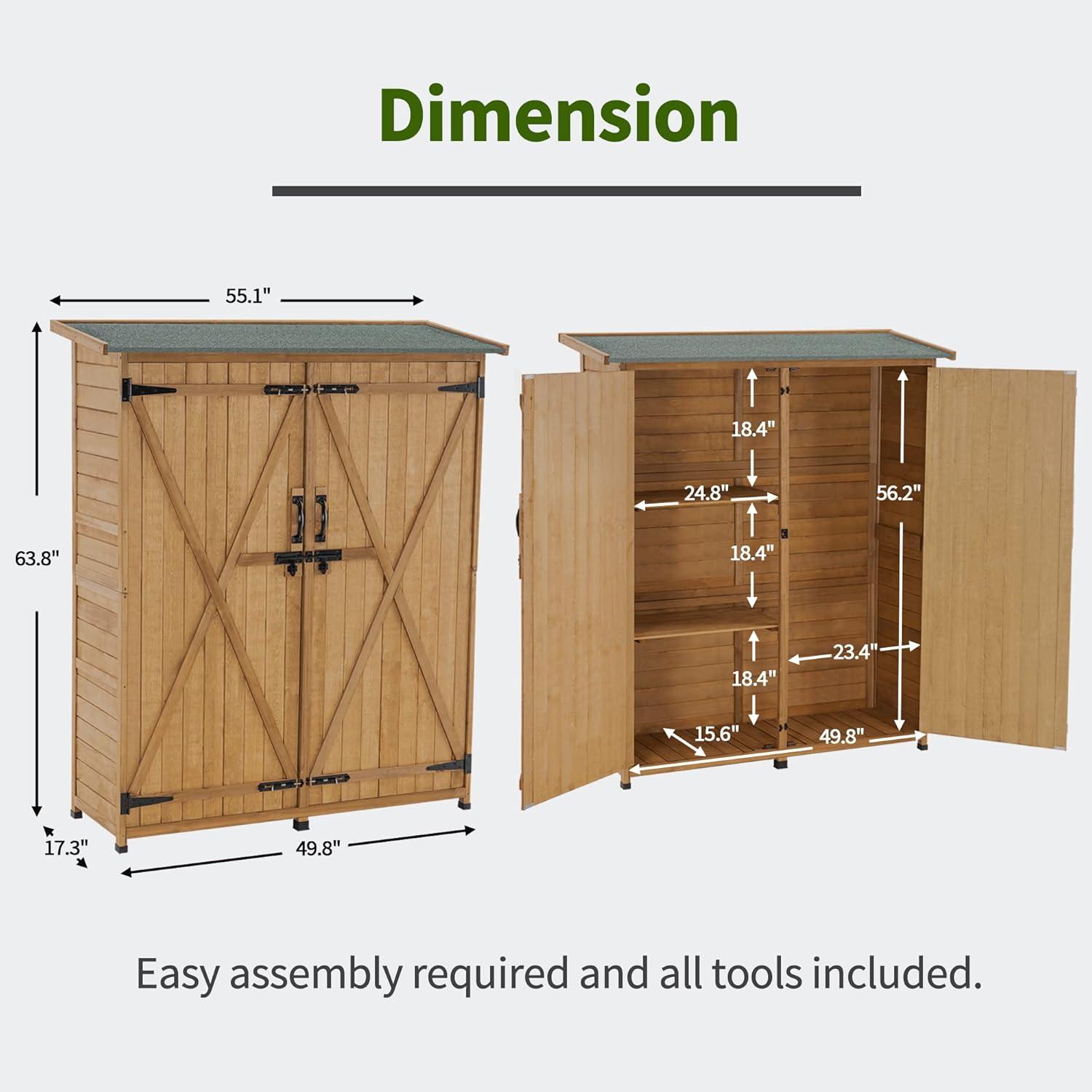 Mcombo Outdoor Storage Shed, Garden Tool Cabinet, (4.6 ft Tall) 1400D