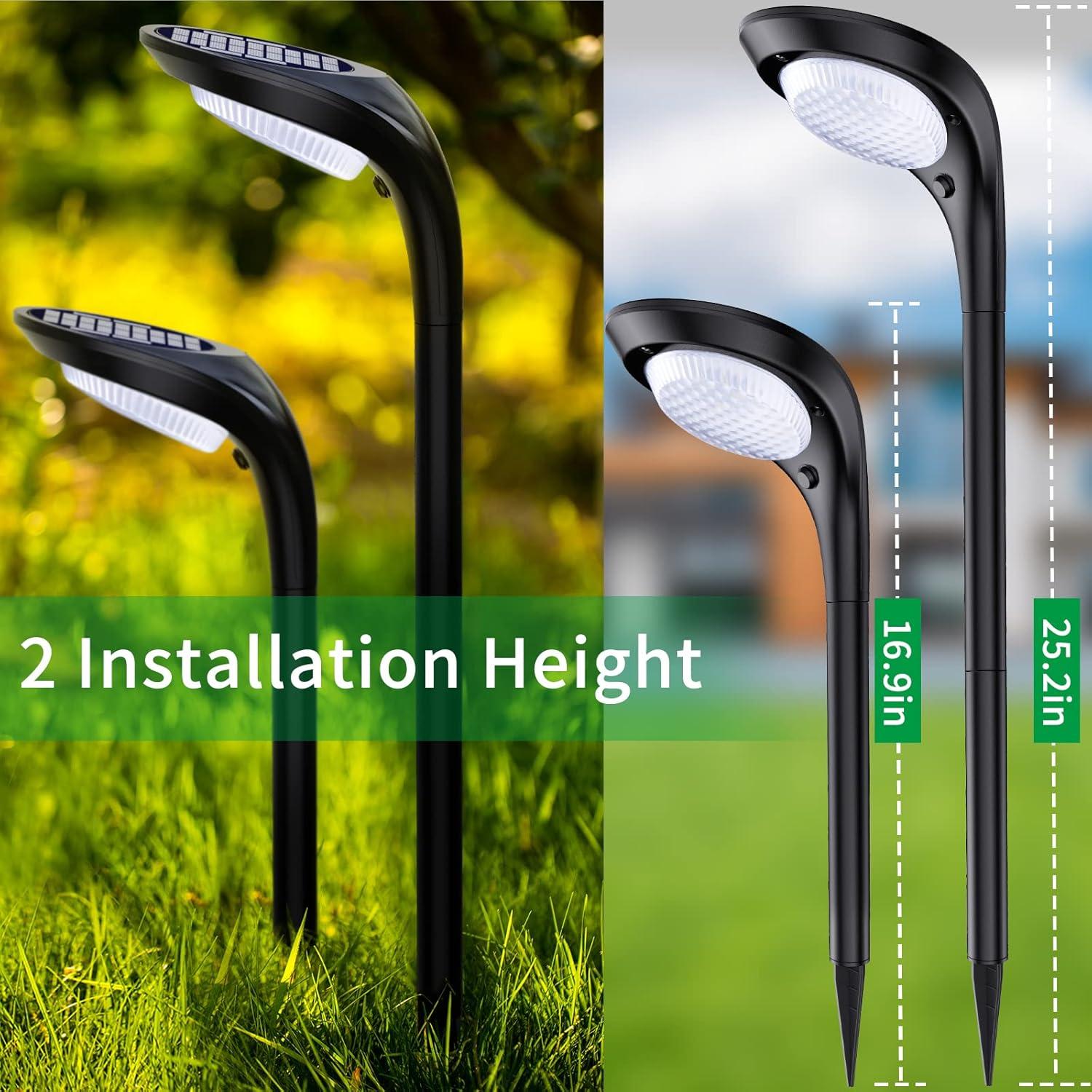JSOT 4 Pack Solar Pathway Lights, Solar Garden Lights for Walkway, Driveway, Yard, White Light & Warm Light