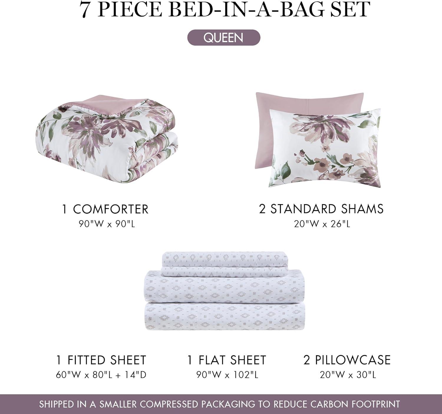 Floral Comforter Set with Bed Sheets