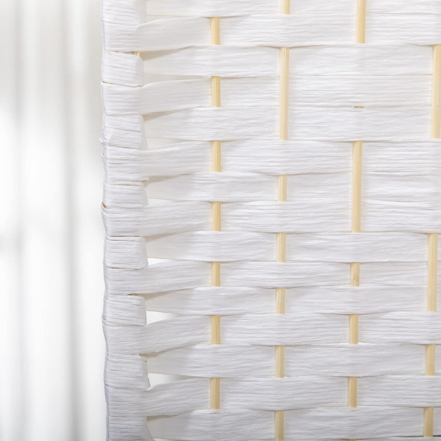 White Wave Fiber Freestanding Partition Wall Divider, 3 Panel Room Separator, Folding Privacy Screen, 5.6'