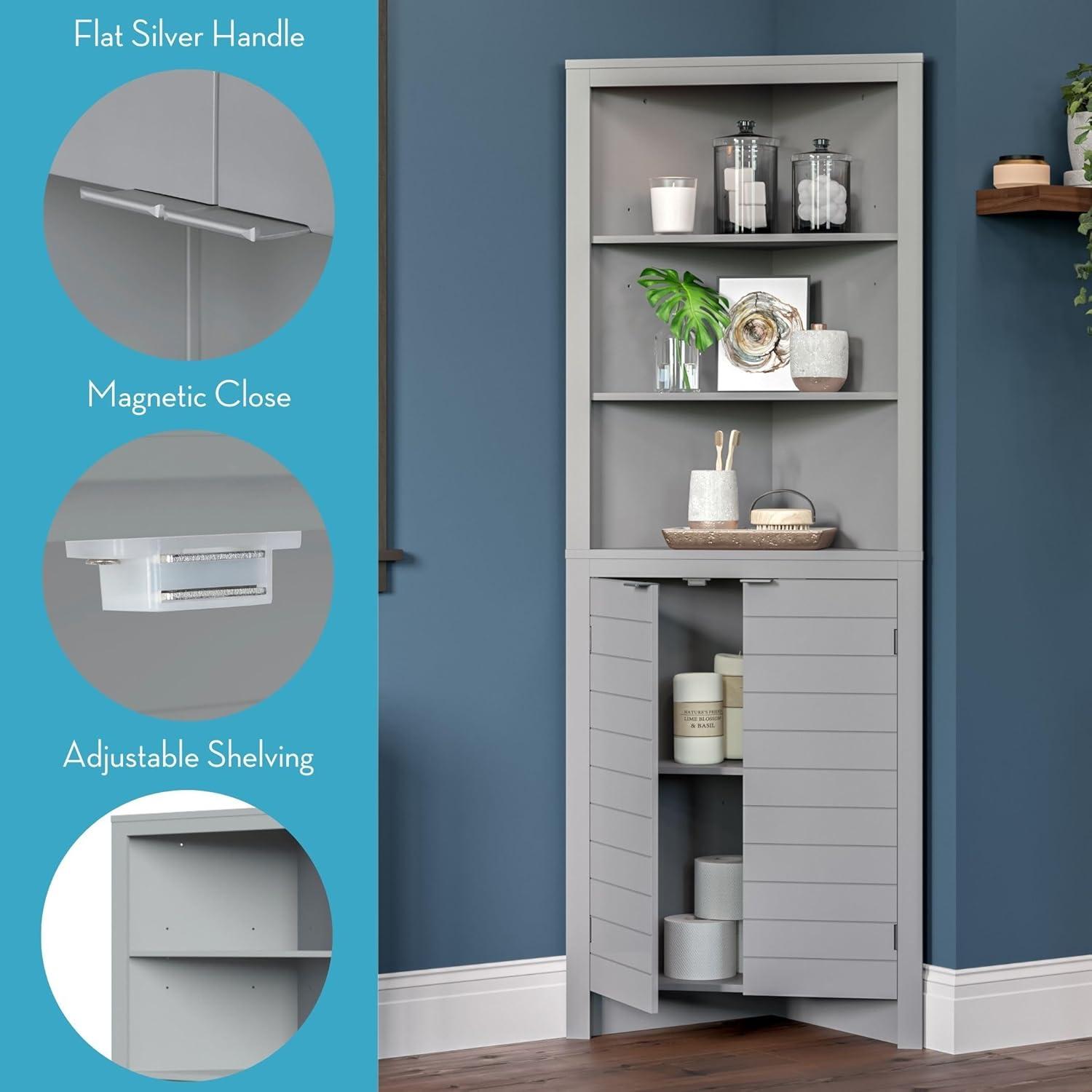 RiverRidge Home RiverRidge Madison Tall Corner Bathroom Storage Cabinet with Open Shelves