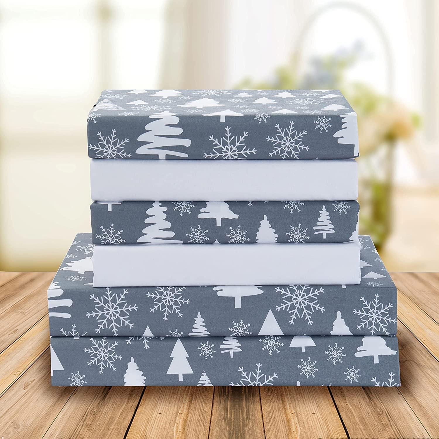Holiday Pattern 1500 Thread Count Sheet set (6-Piece) Bedding Set, Queen, Burgundy Reindeer