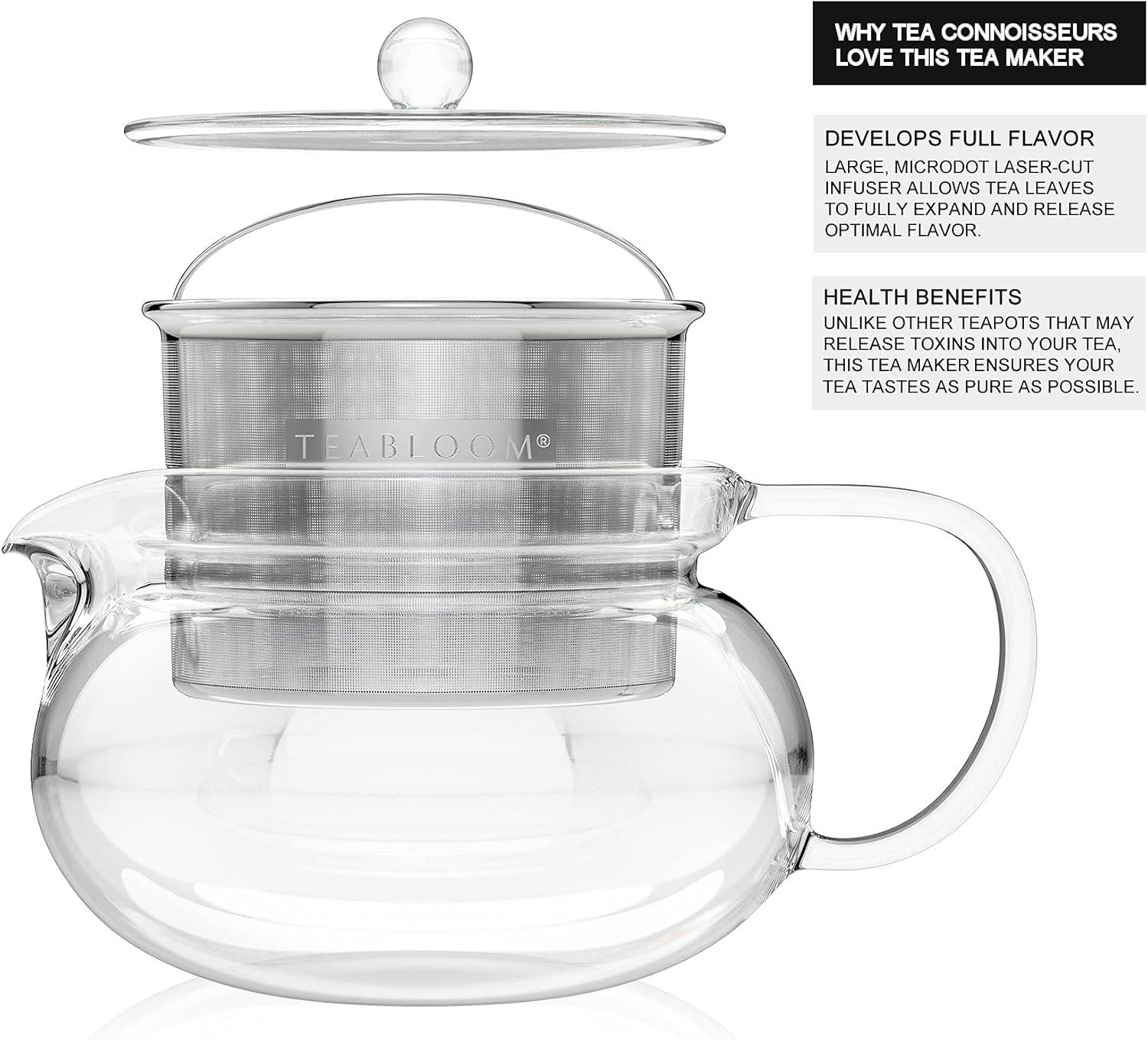 Teabloom 2-3 - CUP Clear Glass Dishwasher Safe Teapot