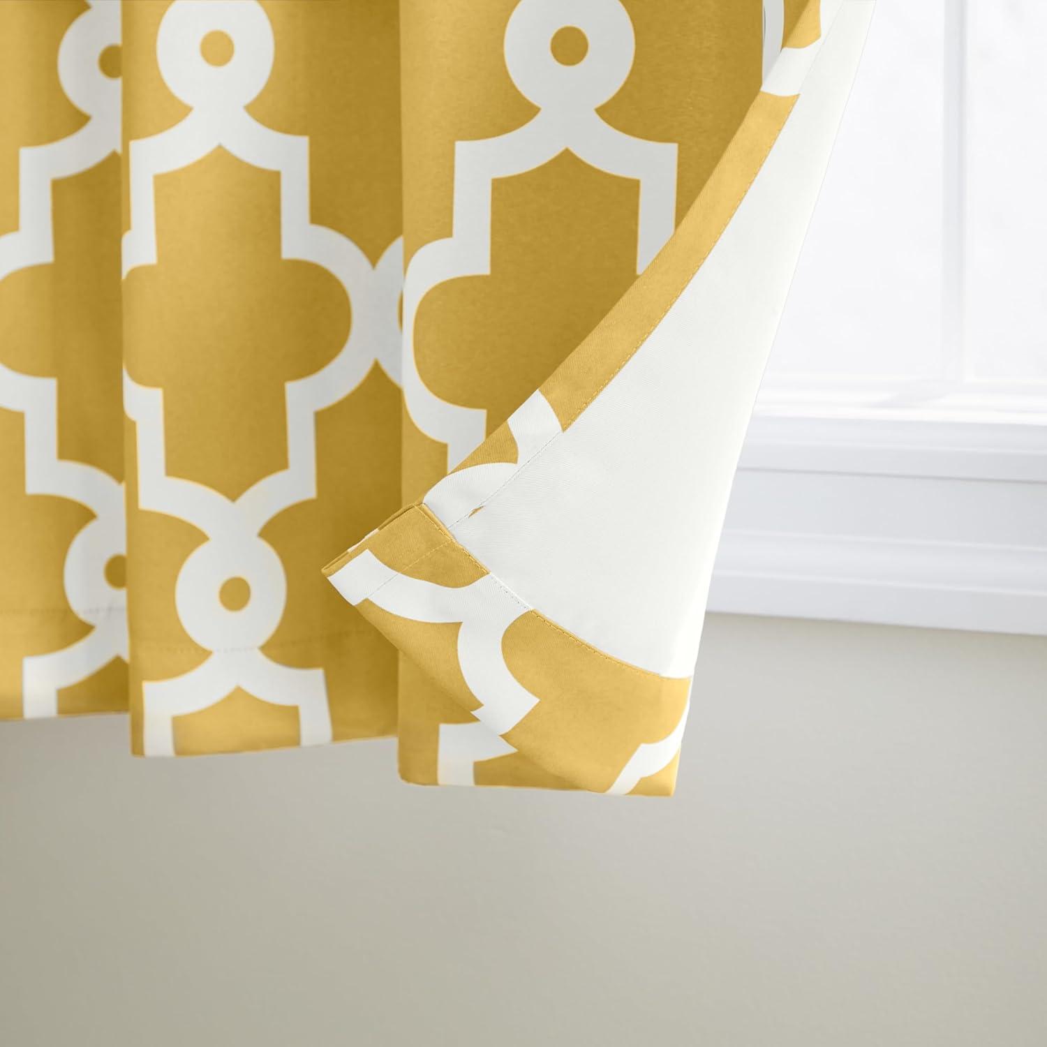 Exclusive Home Ironwork Sateen Woven Room Darkening Blackout Grommet Top Curtain Panel Pair, 52"x84", Sundress Yellow