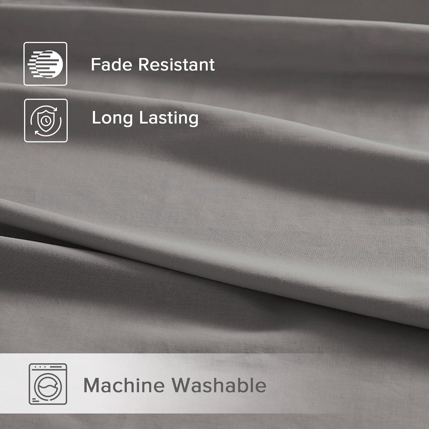 Regency Heights Cotton 144TC Queen 100% Cotton Solid Sheet Set in Dark Gray