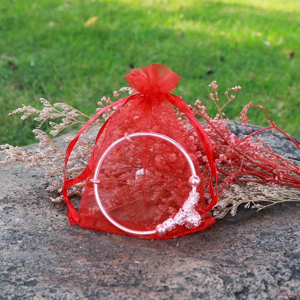 100PCS 4x6inch (10x15cm) Drawstring Organza Jewelry Favor Pouches Wedding Party Festival Gift Bags Candy Bags (Red)