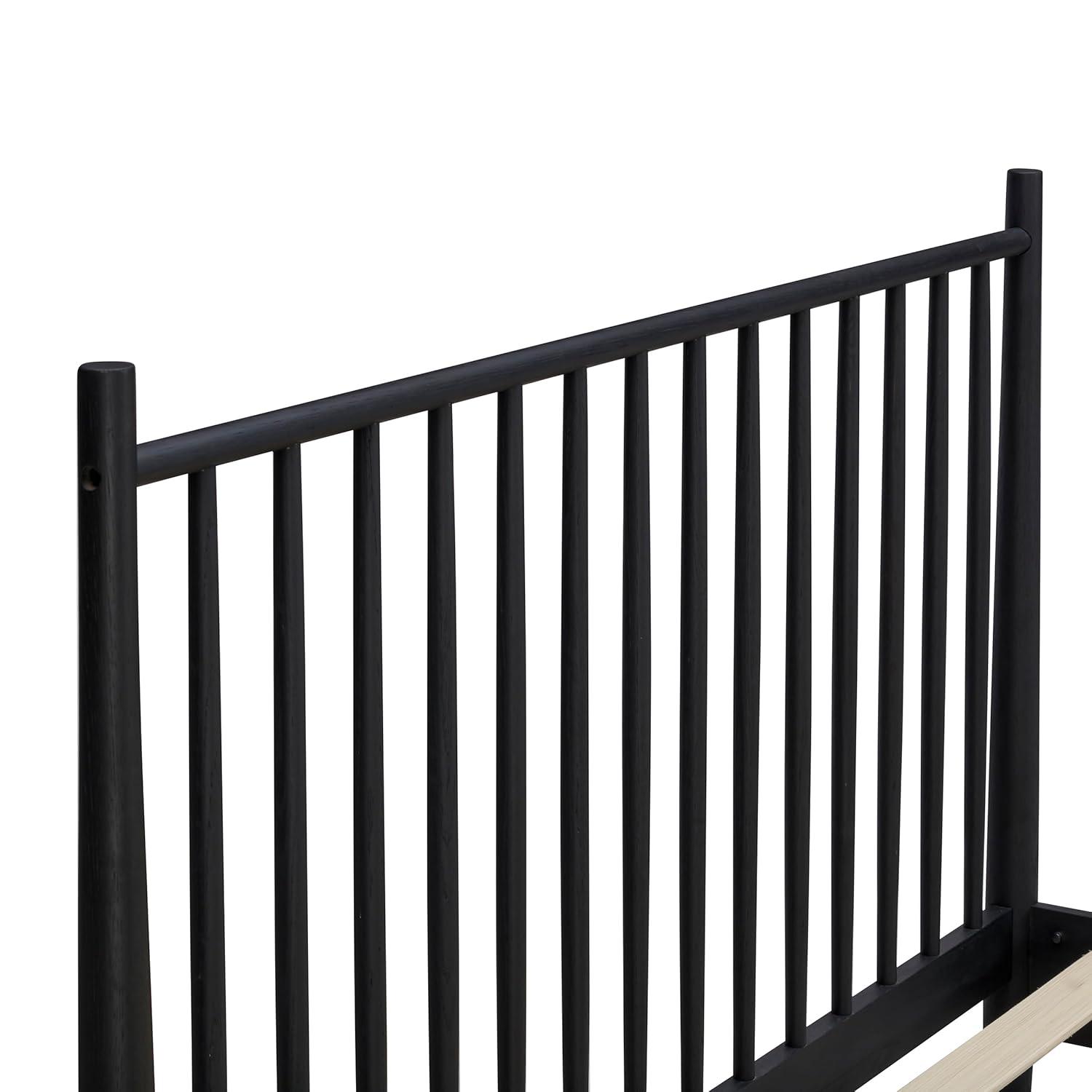 NTC Inno Solid Wood Bed Frame with Spindle Headboard and Silent Slats, 1000 lb Capacity