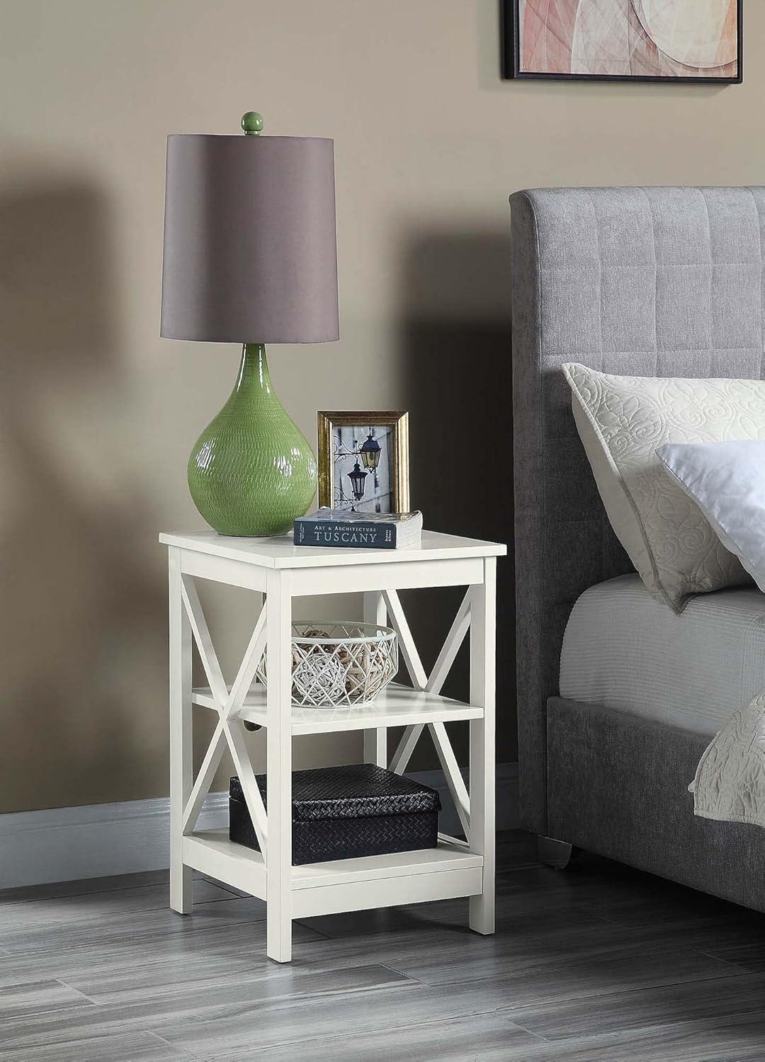 Convenience Concepts Oxford End Table with Shelves, Ivory