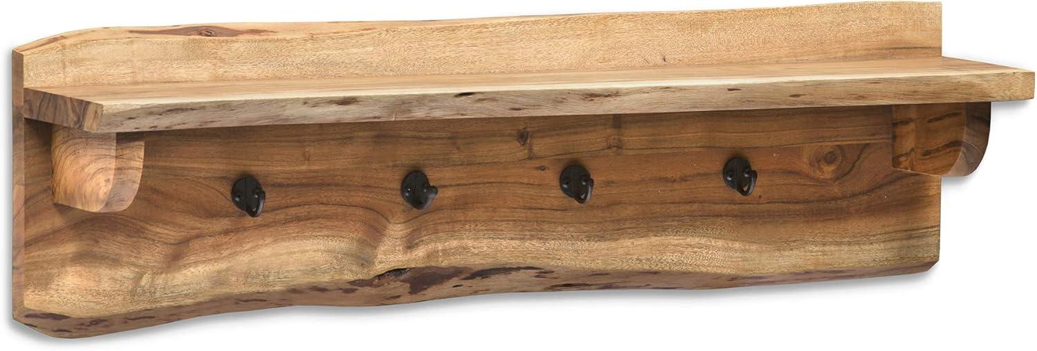 Alaterre Furniture Alpine Natural Brown Live Edge Wood Coat Hooks with Shelf