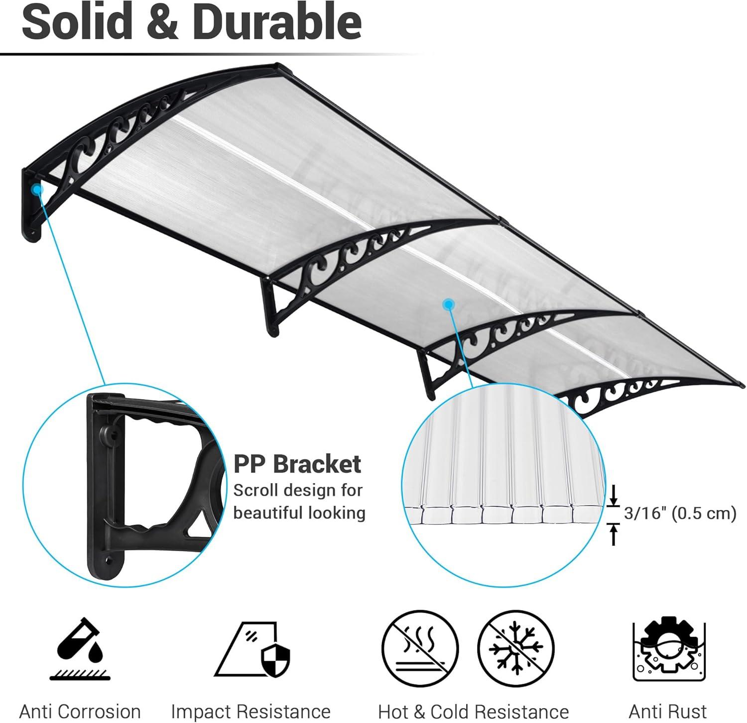 Yescom 38'' W x 9.8'' D Plastic Cover Retractable Patio Awning