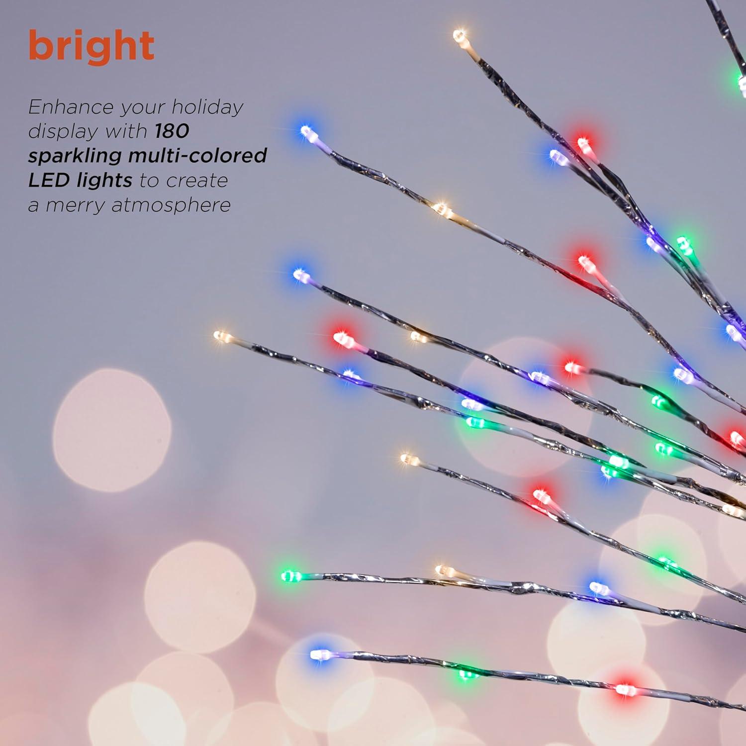 Alpine Corporation 60/68-Inch Silver Christmas Tree with Multi-Color LED Lights