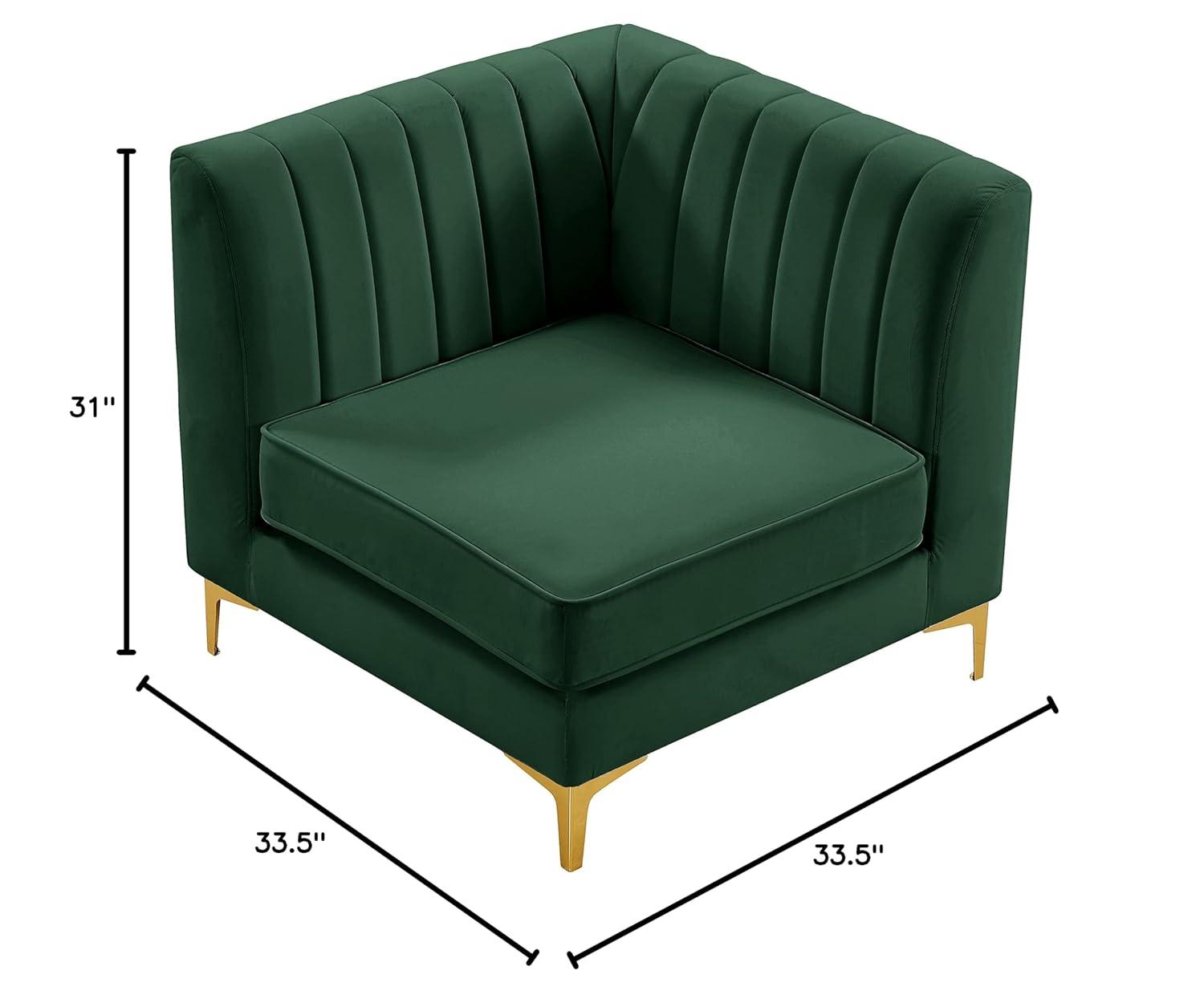 Meridian Furniture Alina Green Velvet Corner Chair