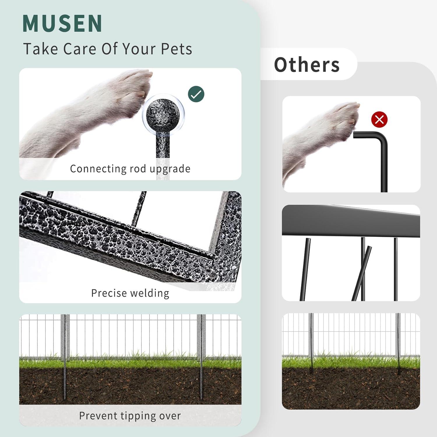 Monasem Dog Playpen Outdoor, 16 Panels 40" Height Dog Fence(Black)