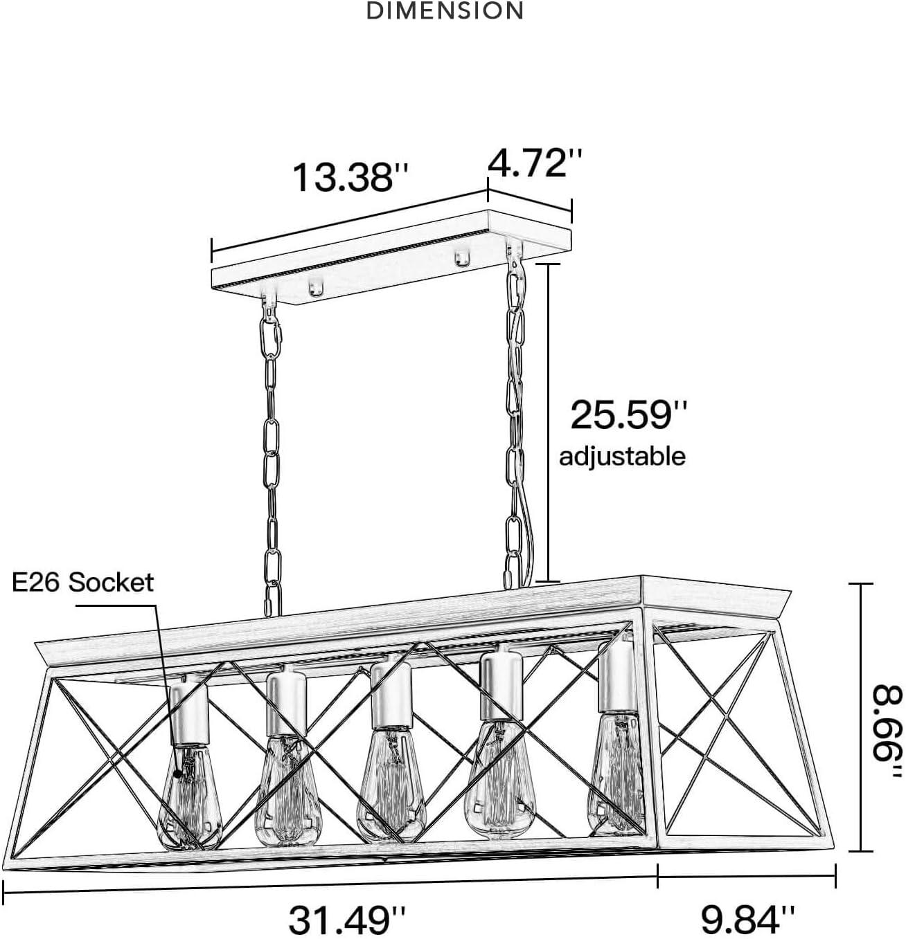 Progress Lighting Briarwood 5-Light Linear Chandelier, Antique Bronze, Faux-Painted Wood Enclosure