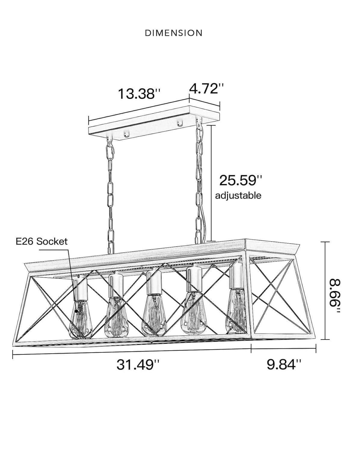 Progress Lighting Briarwood 5-Light Linear Chandelier, Antique Bronze, Faux-Painted Wood Enclosure