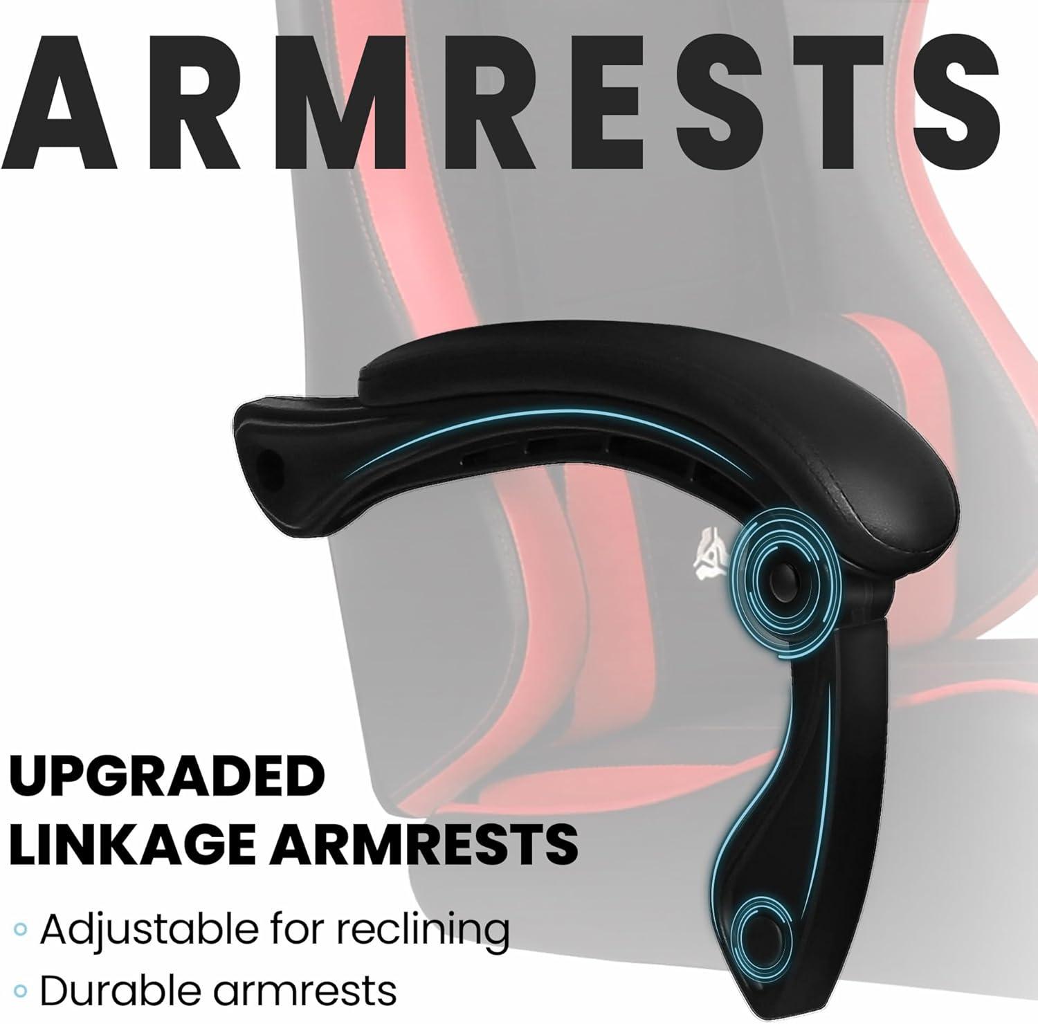 N-GEN Adjustable Ergonomic Faux Leather Swiveling PC & Racing Game Office Desk Chair with Flip-Up Arms