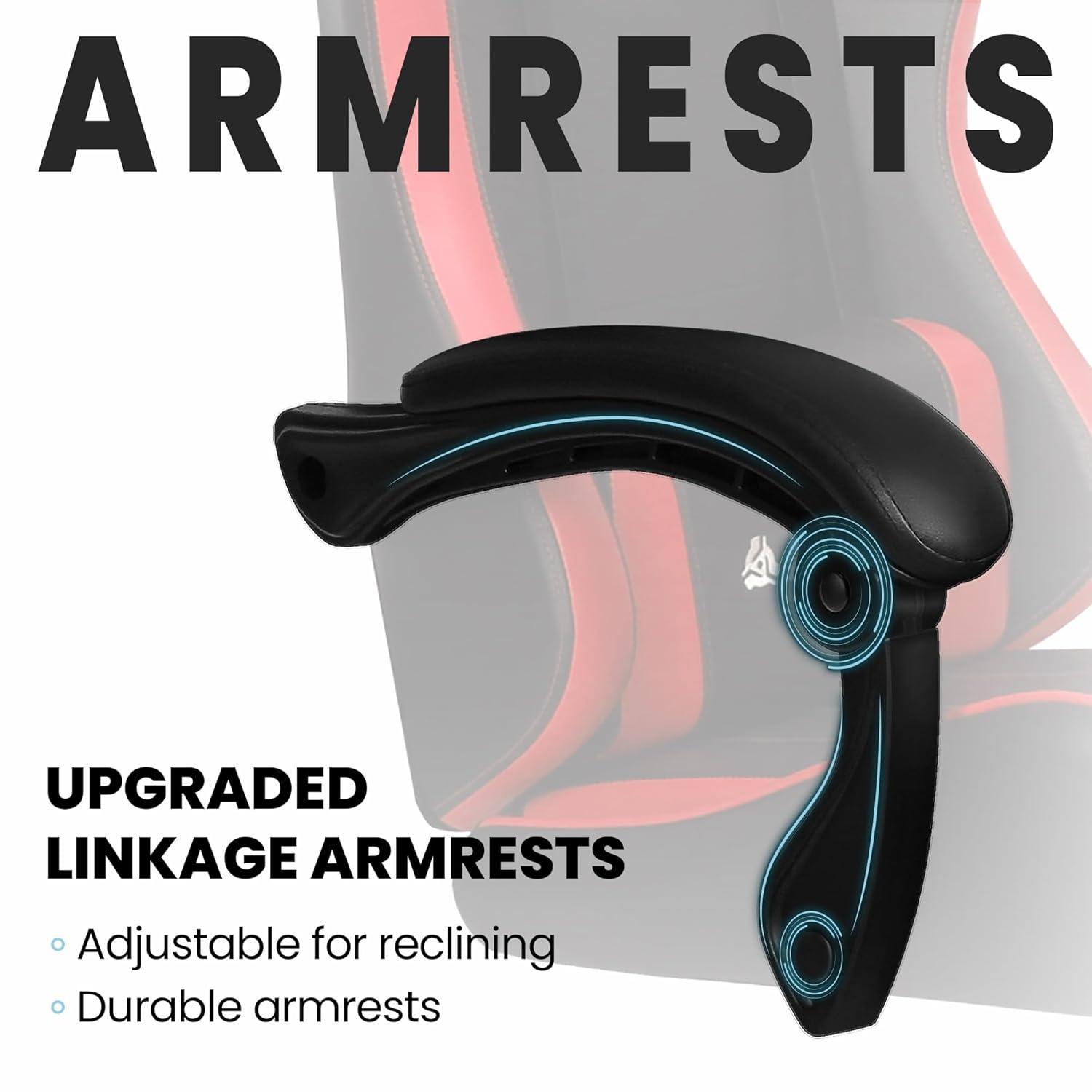 N-GEN Adjustable Ergonomic Faux Leather Swiveling PC & Racing Game Office Desk Chair with Flip-Up Arms