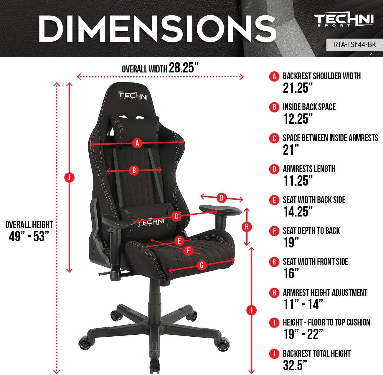 Techni Sport Techni Sport Adjustable Reclining Ergonomic Swiveling PC & Racing Game Chair in Black