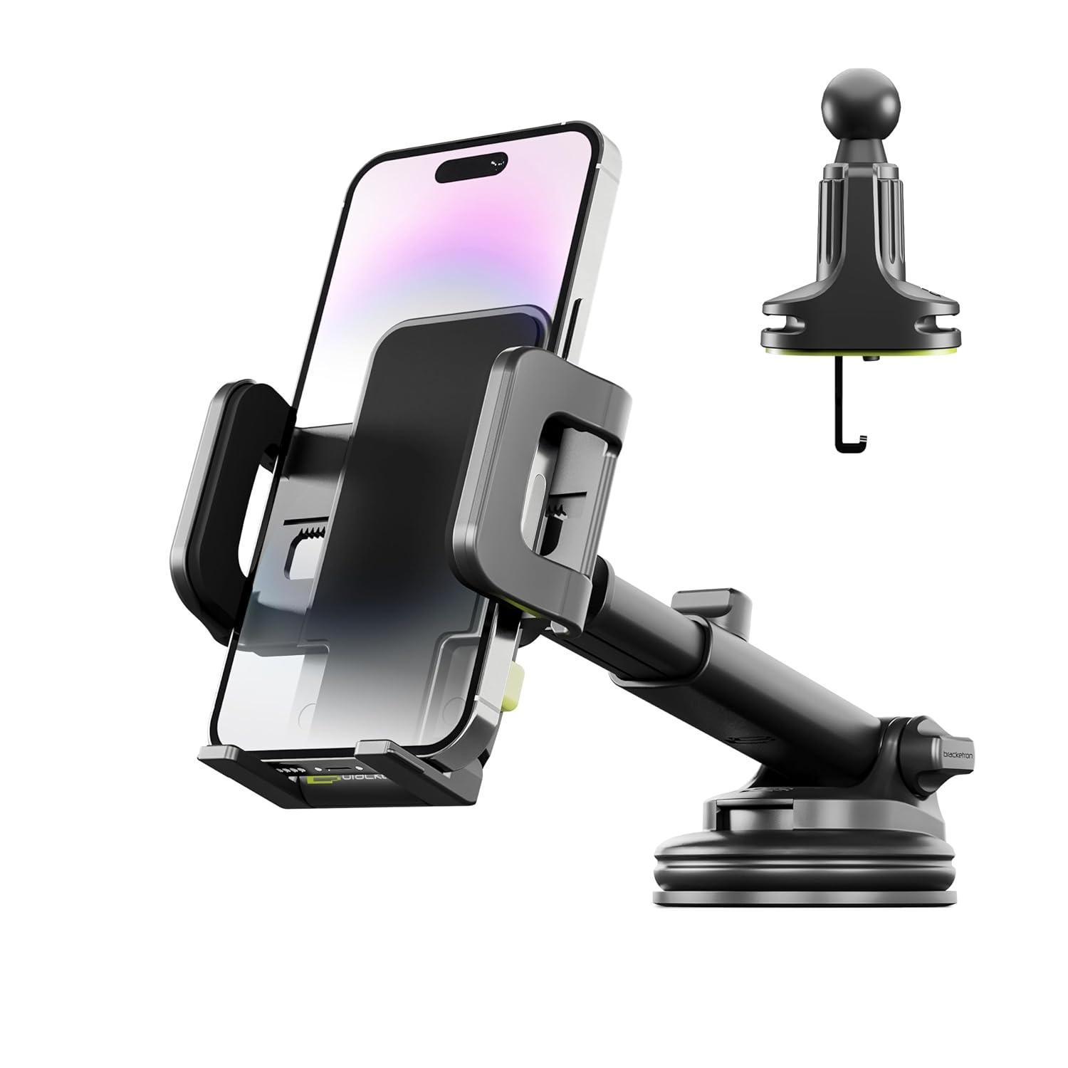 Bracketron TripGripXT Dashboard, Windshield & Vent Extendable Cell Phone and GPS Mount for Car Suction Cup Phone Holder for Home and Office