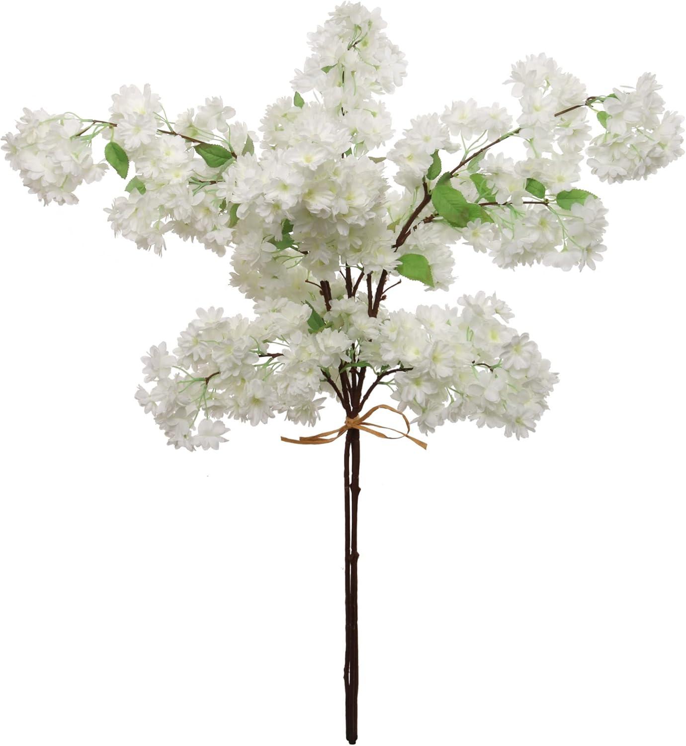 White Silk Cherry Blossom Stems for Weddings and Home Decor