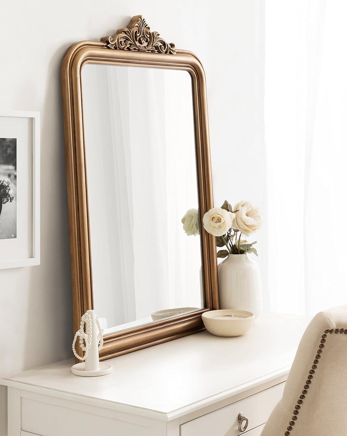 Kate & Laurel All Things Decor 24"x36" Kinsman Arch Wall Mirror Gold: Traditional Style, No Assembly Required